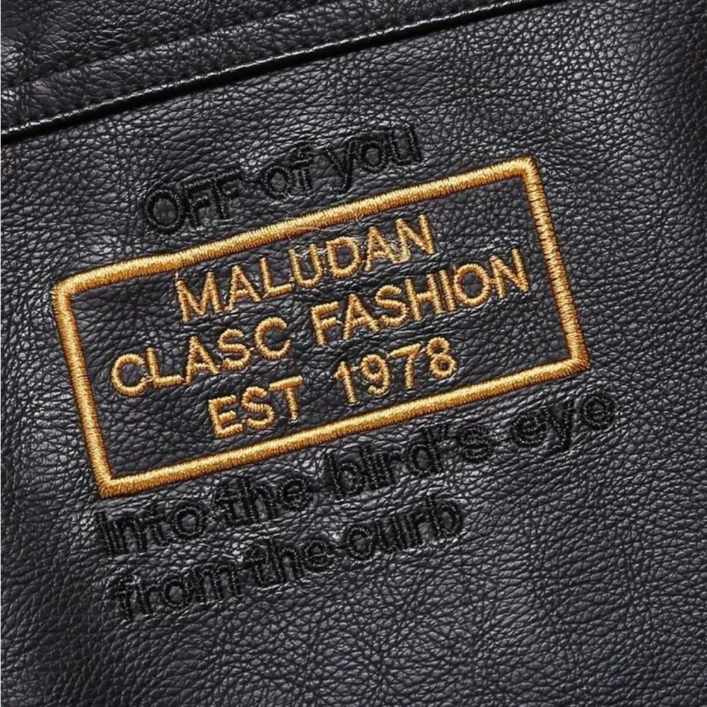 Black Bomber Jacket with Tan Collar - Picture 2 of 4